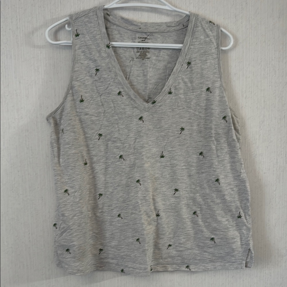 Gray Palm Tree Print Women's Top